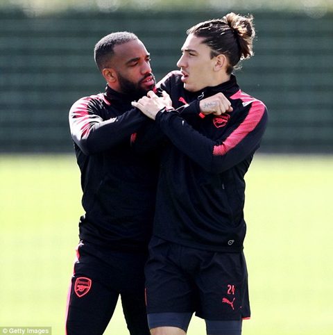 Photos: Tempers Flare During Arsenal Training Between Lacazette And Bellerin Ahead Of Europa League