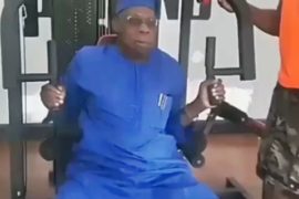 VIDEO: 81-year-old Ex President, Obasanjo Showing-off In A Gym (Watch)