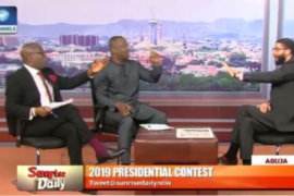 VIDEO: Buhari and Atiku’s Campaign Spokespersons Started Fighting on Channel TV Live programme