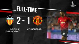 Video: Valencia 2 vs 1 Manchester United (Champions League) Highlights & Goals