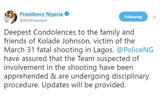 FG Reacts To The Killing Of Kolade Johnson By SARS Officer