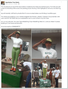 Corps Member Built A Realistic Looking Sculpture (Photos)