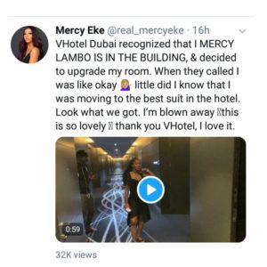 #Bbnaija: See How Dubai Hotel Celebrated Mercy (Video)