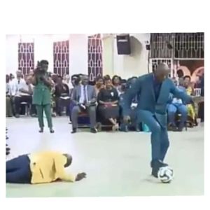 Pastor Performs Deliverance on Church Members Using Football (Video)