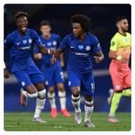 Willian and Tammy Abraham celebrates Chelsea goal against Man City