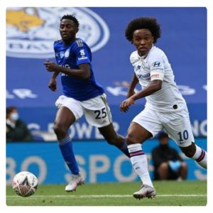 Willian and Ndidi in Leicester City vs Chelsea FA Cup match