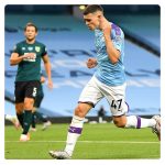 Foden jubilating his goal in Manchester city vs Burnley match