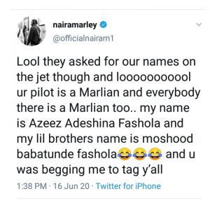 We Flew Naira Marley Cos We Thought He Was Babatunde Fashola - Execu Jets