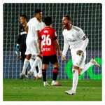 Sergio Ramos celebrating his goal in Real Madrid vs Mallorca match