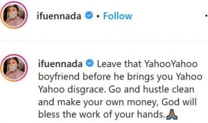 Ifu Ennada post on Twitter advises ladies to avoid Yahoo Boys