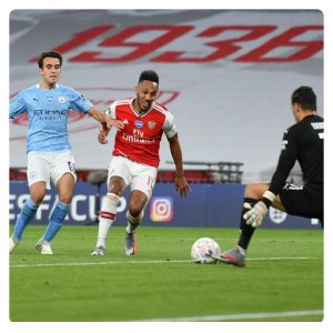 Aubameyang shoot the ball to meet in Arsenal vs Man City 2-0 (FA Cup) Highlights 