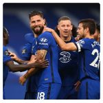 Chelsea players celebrating their winning in Chelsea vs Watford 3-0 match