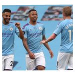 Riyad Mahrez, Gabriel Jesus and Kevin De Bruyne in Man City vs Newcastle game