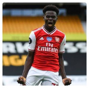 Bukayo Saka celebrate his goal in Wolves vs Arsenal 0:2 match