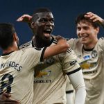 Pogba, Fernandez, Lindelolf celebrating their winning in Aston Villa vs Man Utd Highlight match