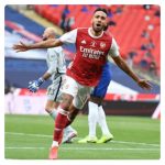 Pierre-Emerick Aubameyang celebrate his goals in FA cup final between Arsenal vs Chelsea