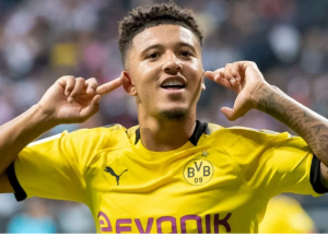 Borussia Dortmund's Jadon Sancho celebrating goal