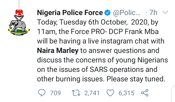 Nigerian Police and Naira Marley on Instagram