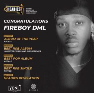 Fireboy DML Headies 2021 awards