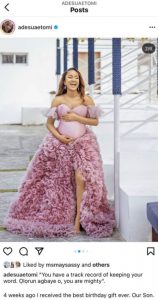 Adesua Etomi welcome baby boy with her post