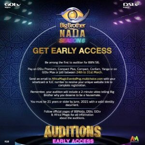 Bbnaija 2021 season 6 audition guides