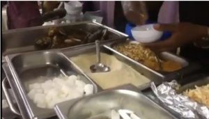 Garri and fish served at wedding