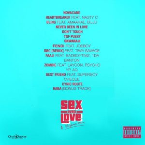 Sex Over Love album tracklist by Blaqbonez ( sex>love )