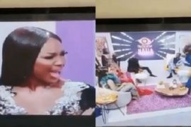 Bbnaija Reunion Show: Laycon, Erica Reacts As Tolanibaj Throws Pillow At Vee (Video)