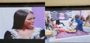 Bbnaija Reunion Show: Laycon, Erica Reacts As Tolanibaj Throws Pillow At Vee (Video)