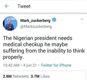 Facebook's Mark Zuckerberg's Twitter comment on Buhari