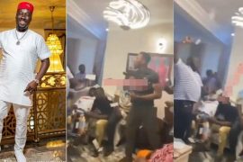 Moment Guests At Obi Cubana’s Mother’s Burial Stoned Each Other With Cash (Video)