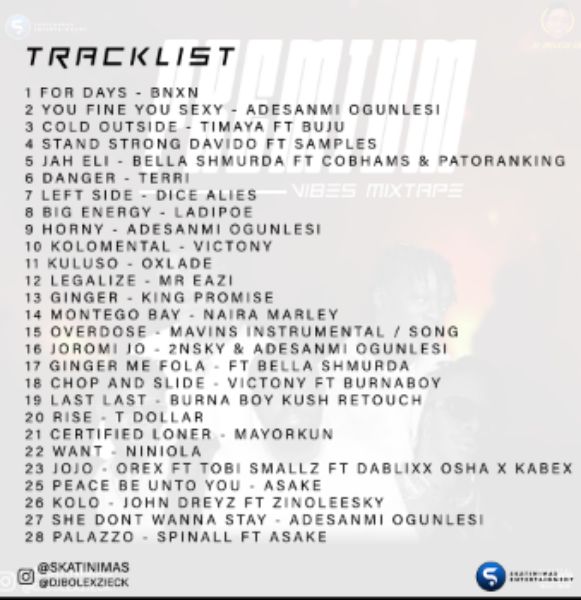 DJ Bolexzie CK - Premium Vibes Mixtape Tracklist