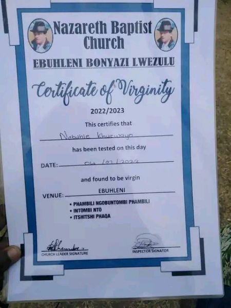 Certificate of Virginity