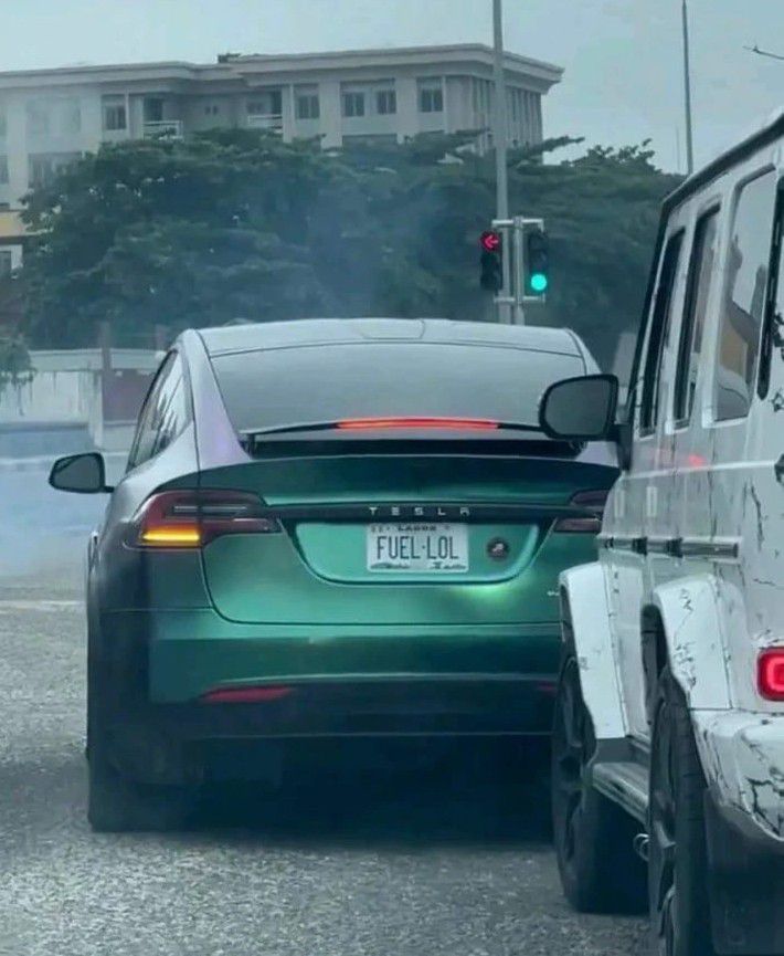 Tesla Electric Car, Fuel LOL owned by Hanu Fejiro of Patricia 