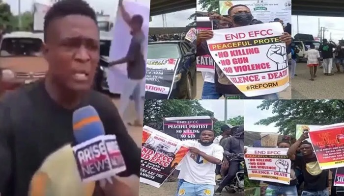 Youths protesting against EFCC in Oyo Discloses Reason for Internet Fraud (Video)