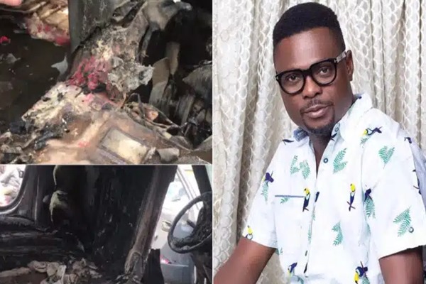 Kunle Afod Escapes Death, Driver Burnt