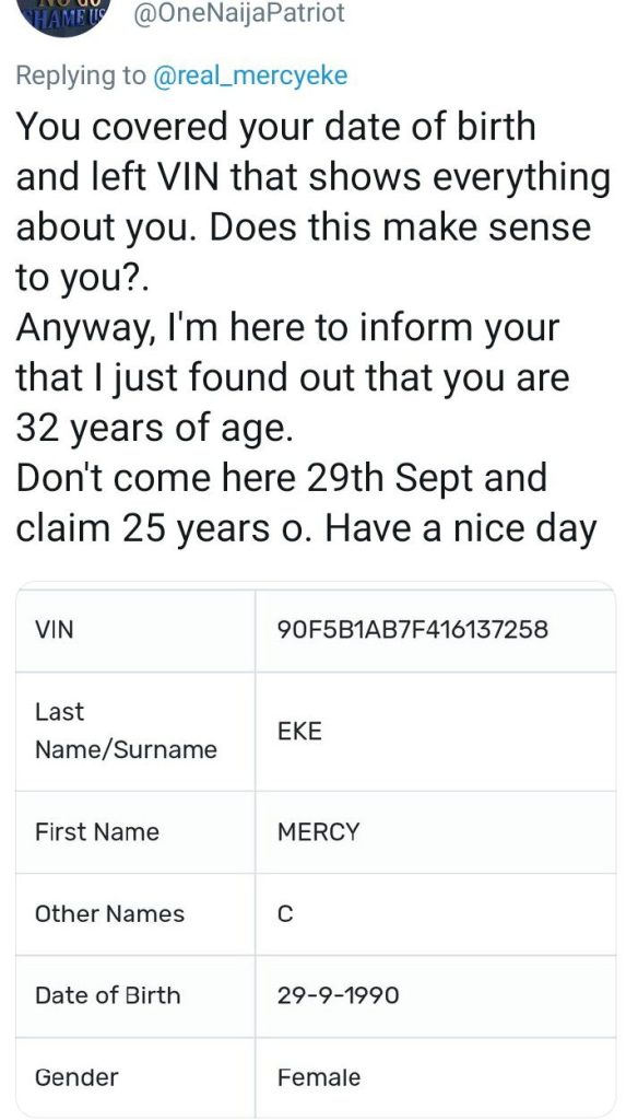 Mercy Eke Mistakenly Exposed Her Real Age
