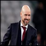 Erik Ten Hag of Manchester United is happy and smilling