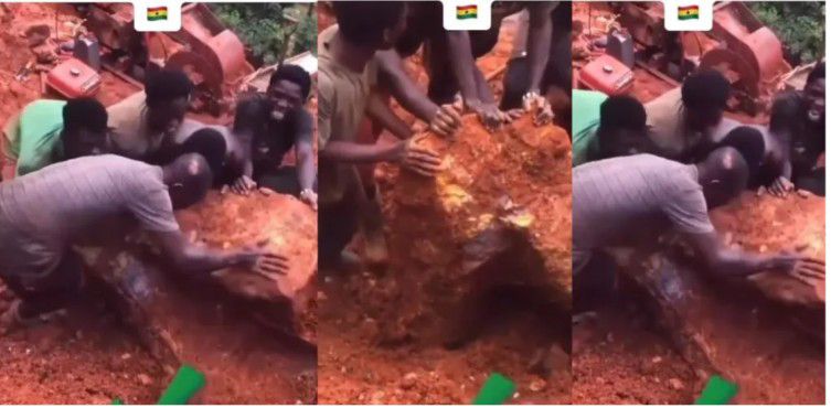 Reactions As Men Found The Largest Nugget of Gold in Ghana (Video)