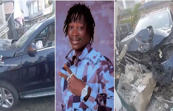 DJ Chicken Crashes His Benz Into Electric Pole (Video)