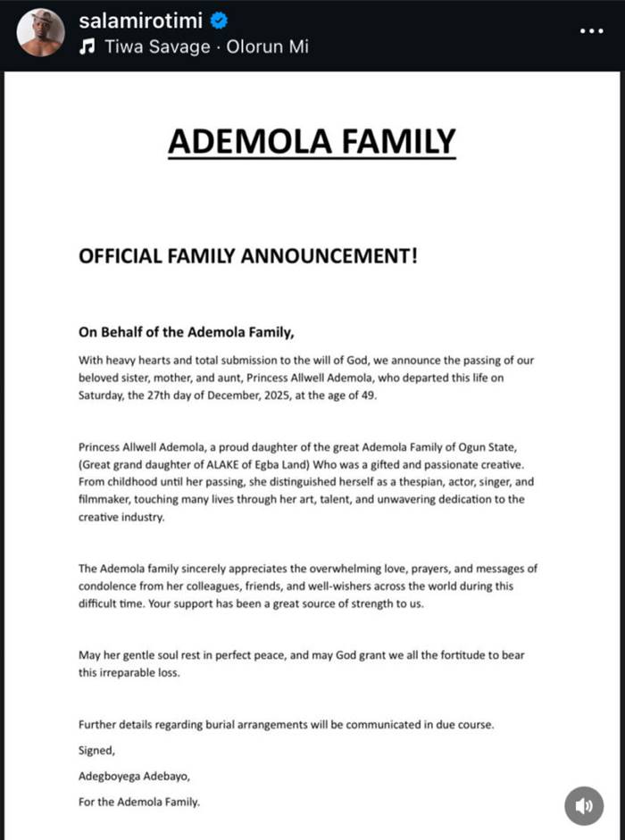 Allwell Ademola's Family